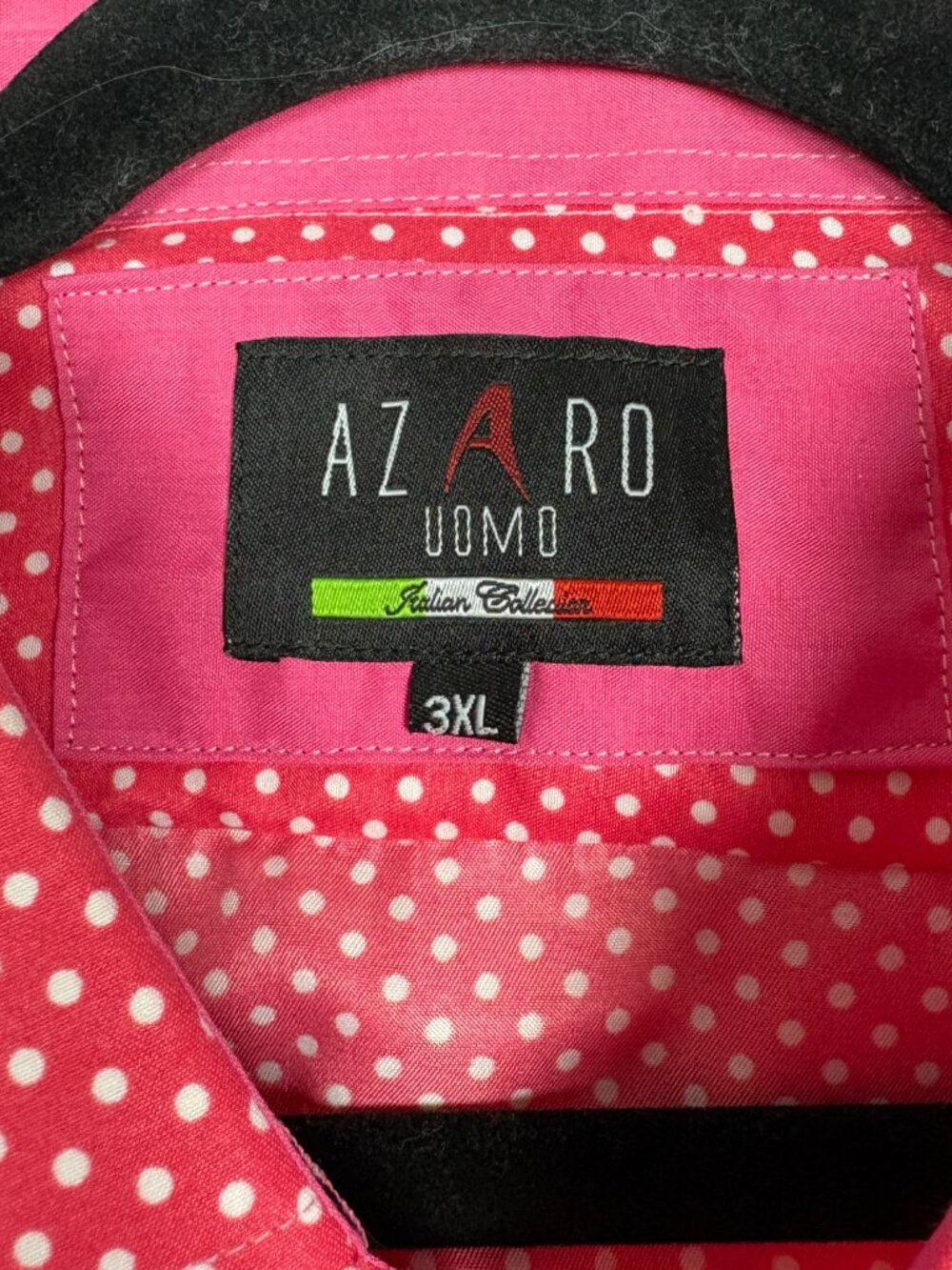 Azaro Uomo Italian Collection Pink Polka Dot Slim Fit Shirt Modern Preppy 3XL - Picture 5 of 6